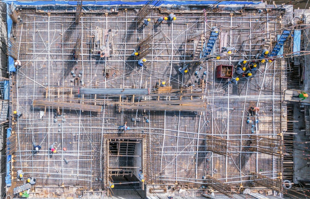 foto dall'alto di un cantiere