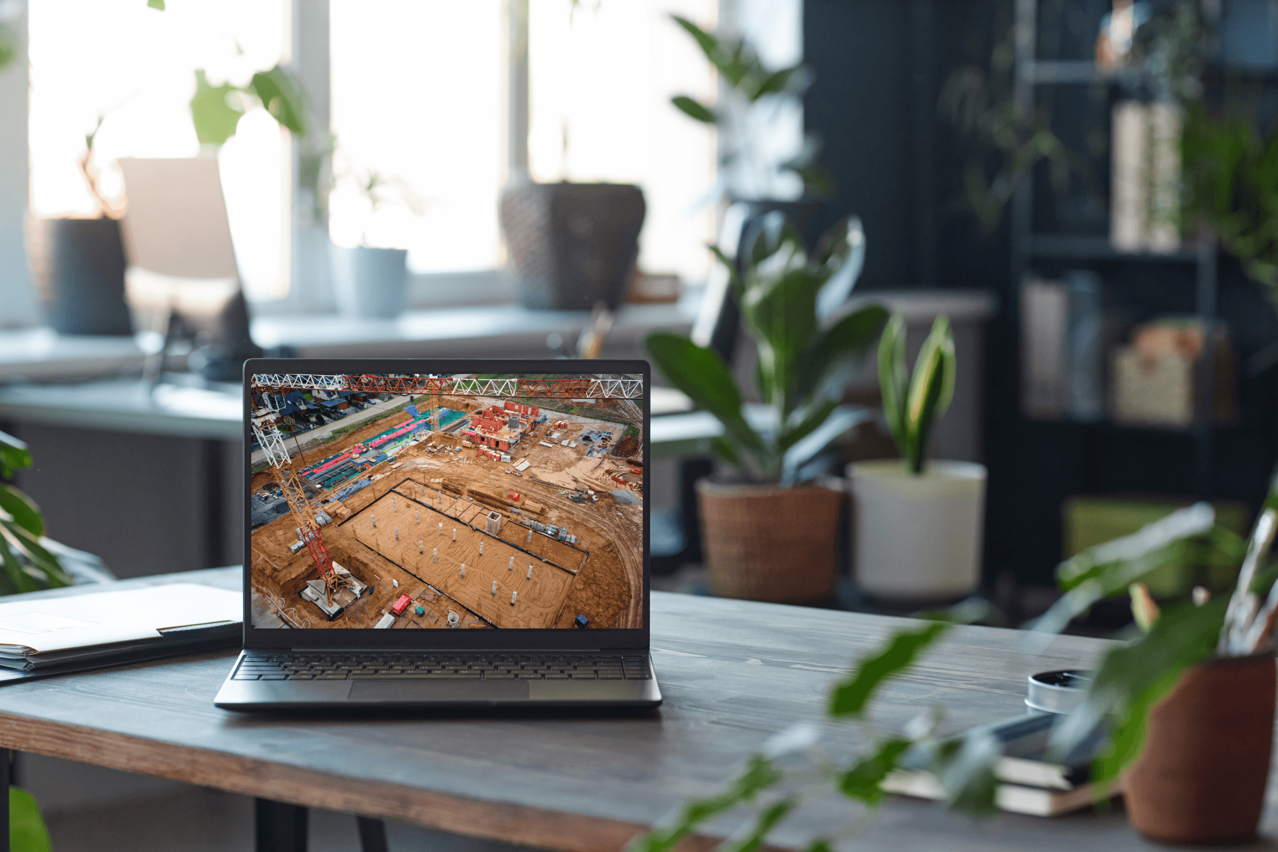 Laptop con cantiere timelapsevision